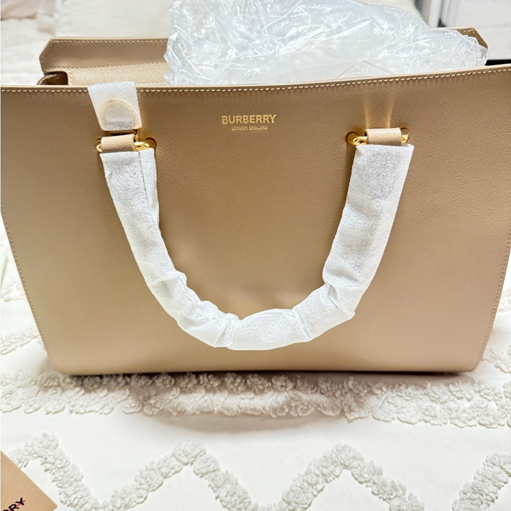 Burberry Banwell Leather & Check Canvas Satchel